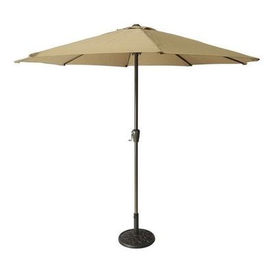 Fade-Resistant Adjustable Garden Pole Umbrella with Base Brown 240x260cm