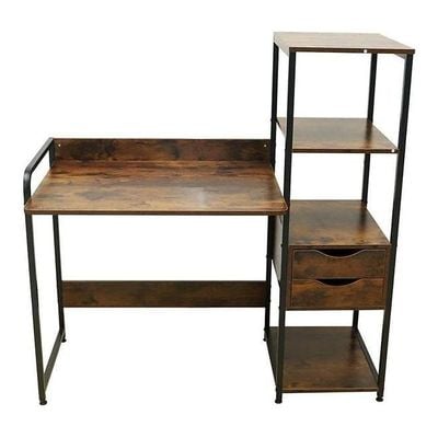 4-Tier Computer Desk With Storage Shelves Brown 119x123x59cm