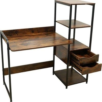 4-Tier Computer Desk With Storage Shelves Brown 119x123x59cm