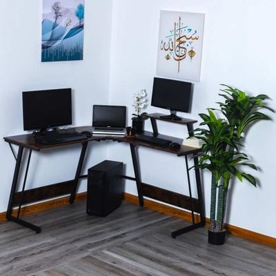 L-Shaped Computer Desk Table Brown 130x95x130cm