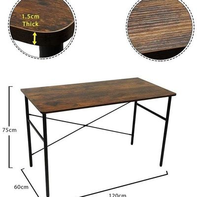 Rustic Wood Computer Desk Table Brown 120x75x60cm