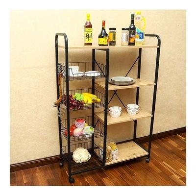 Kitchen Baker's Rack Food Trolley Beige 90 x 119 x 30cm