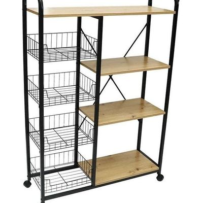 Kitchen Baker's Rack Food Trolley Beige 90 x 119 x 30cm