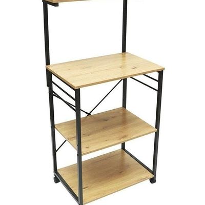 Wooden Storage Shelf Rack Organizer Beige 85 x 126 x 60cm