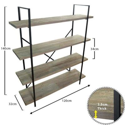 Wooden Storage Shelf with Metal Frame