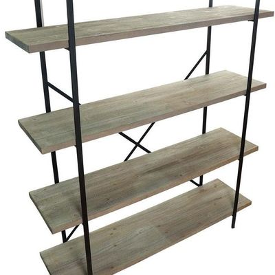 Wooden Storage Shelf with Metal Frame