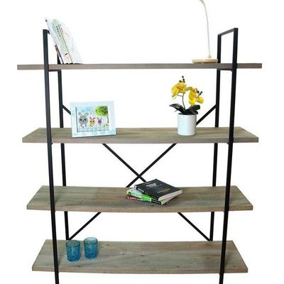 Wooden Storage Shelf with Metal Frame