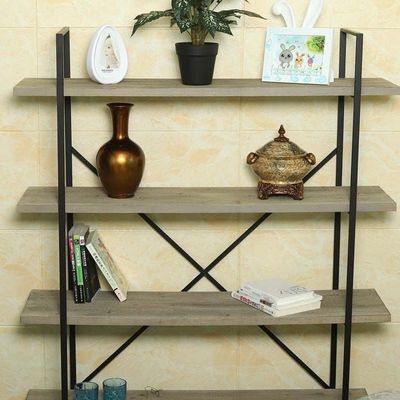 Wooden Storage Shelf with Metal Frame