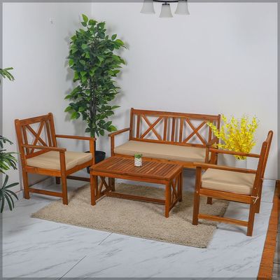 Solid Acacia Wood Sofa Outdoor Patio For Poolside Garden Furniture