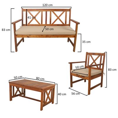 Solid Acacia Wood Sofa Outdoor Patio For Poolside Garden Furniture