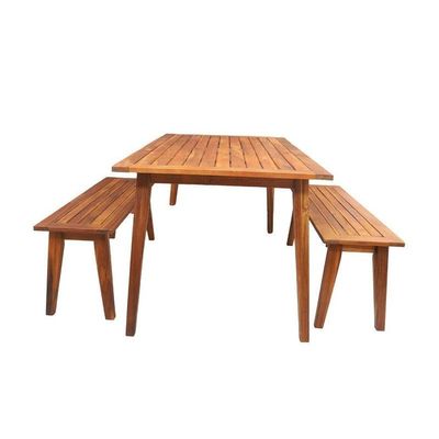 Outdoor Wooden Table & Bench Set