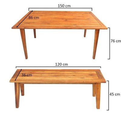 Outdoor Wooden Table & Bench Set