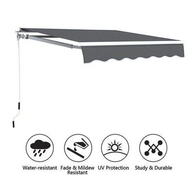 Outdoor Sun Shade Window Door Shelter Foldable Awning with Manual Crank Handle