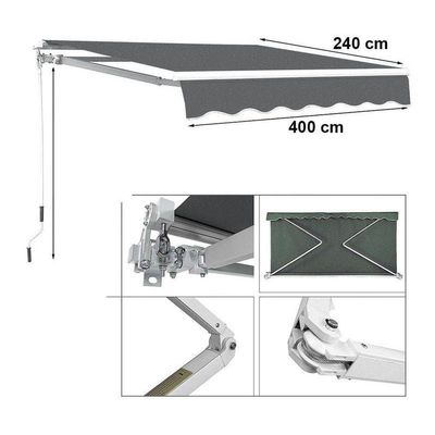 Outdoor Sun Shade Window Door Shelter Foldable Awning with Manual Crank Handle