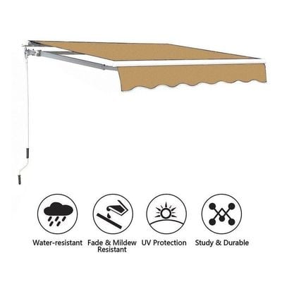 Yatai Outdoor Sun Shade Canopy Shelter Foldable Awning with Manual Crank Handle