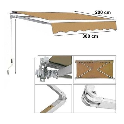 Yatai Outdoor Sun Shade Canopy Shelter Foldable Awning with Manual Crank Handle