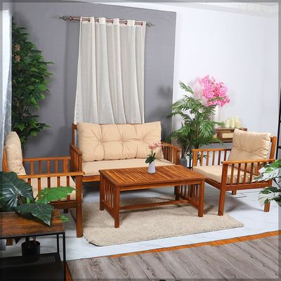 4 Seater Solid Wood Acacia Garden Lounge Sofa Set