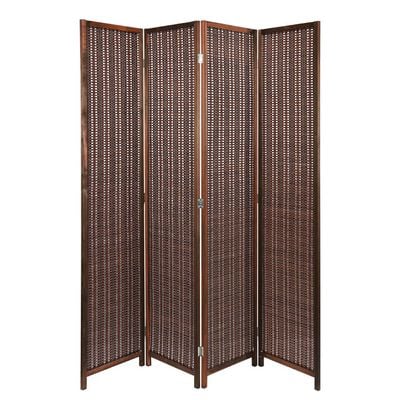 Room Divider Folding Privacy Screen 4 Panel Bamboo Wood Mesh Design Folding Partition Wall Divider