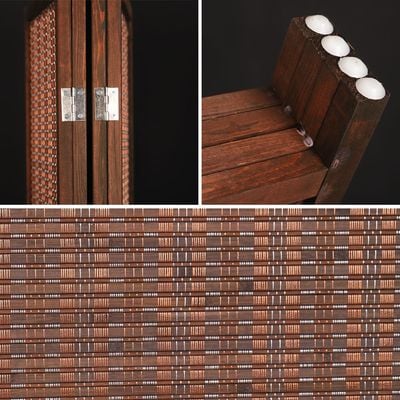 Room Divider Folding Privacy Screen 4 Panel Bamboo Wood Mesh Design Folding Partition Wall Divider