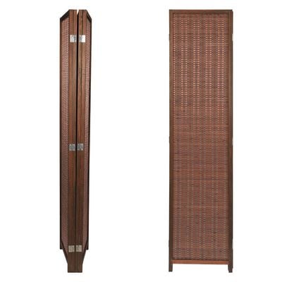 Room Divider Folding Privacy Screen 4 Panel Bamboo Wood Mesh Design Folding Partition Wall Divider