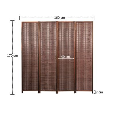 Room Divider Folding Privacy Screen 4 Panel Bamboo Wood Mesh Design Folding Partition Wall Divider