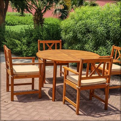 Acacia Wood Chairs With Cushions Table Round Bistro Set