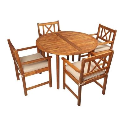 Acacia Wood Chairs With Cushions Table Round Bistro Set