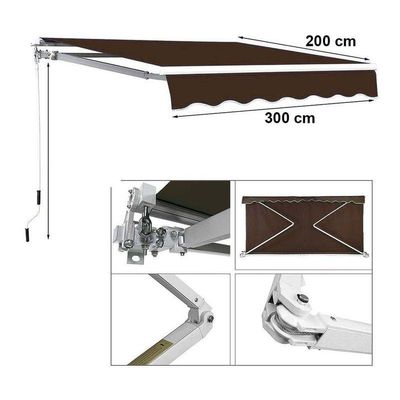 Yatai Outdoor Sun Shade Canopy Shelter Foldable Awning with Manual Crank Handle