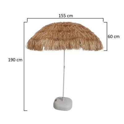 Hawaiian Style Tiki Umbrella With 8 Sturdy Ribs and Steel Poles UV Protection Without Base
