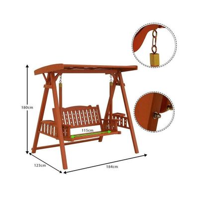 YATAI Solid Wood Canopy Swing Seat - Garden Swing Canopy 2-Seater