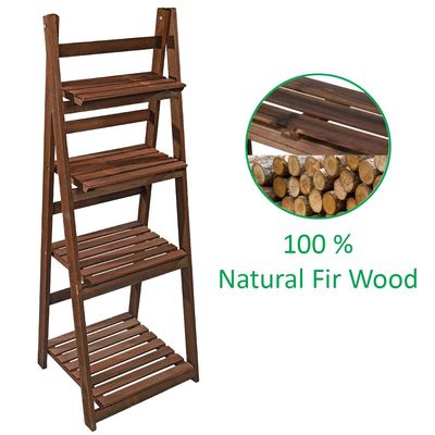 Pure Solid Wood Ladder Design Flowers Pot Stand