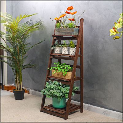 Pure Solid Wood Ladder Design Flowers Pot Stand