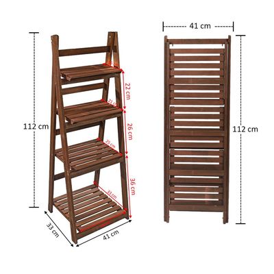 Pure Solid Wood Ladder Design Flowers Pot Stand