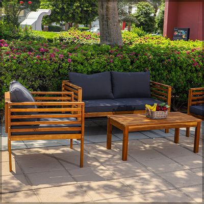 Acacia Wood Sofa Set with Table