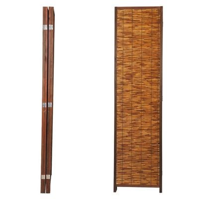 Room Divider Folding Privacy Screen 4 Panel Bamboo Wood Mesh Design Folding Partition Wall Divider