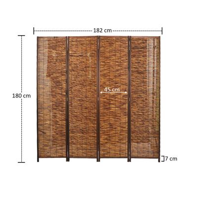 Room Divider Folding Privacy Screen 4 Panel Bamboo Wood Mesh Design Folding Partition Wall Divider
