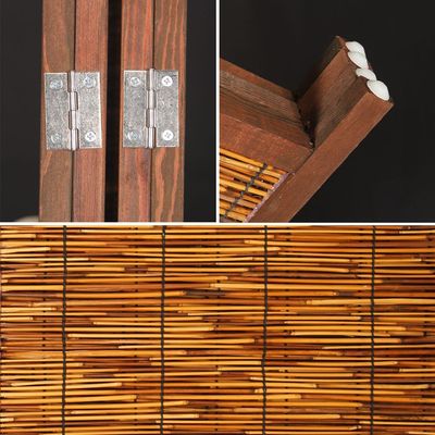 Room Divider Folding Privacy Screen 4 Panel Bamboo Wood Mesh Design Folding Partition Wall Divider