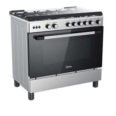 Midea 5 Burner 90x60 cm Gas Cooking Range, Full safety, 1 year warranty LME95028FFD Silver/Black