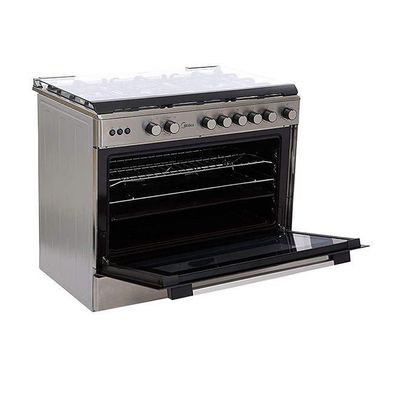 Midea 5 Burner 90x60 cm Gas Cooking Range, Full safety, 1 year warranty LME95028FFD Silver/Black
