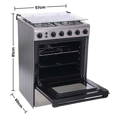 Midea 4 Burner Gas Cooker 60 x 60 cm, Full Safety, Auto Ignition, Rotisserie, Thermostat, Separate Knob for Oven and Grill,1 year Warranty BME62058-FFD-D Silver/Black