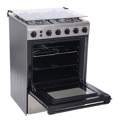 Midea 4 Burner Gas Cooker 60 x 60 cm, Full Safety, Auto Ignition, Rotisserie, Thermostat, Separate Knob for Oven and Grill,1 year Warranty BME62058-FFD-D Silver/Black