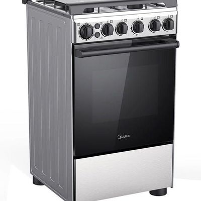 Midea 4 Burner Gas Cooker 50 X 55 cm, Full Safety, Cast Iron Pan support,1 year Warranty BME55007FFD Silver/Black