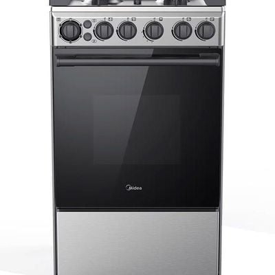 Midea 4 Burner Gas Cooker 50 X 55 cm, Full Safety, Cast Iron Pan support,1 year Warranty BME55007FFD Silver/Black