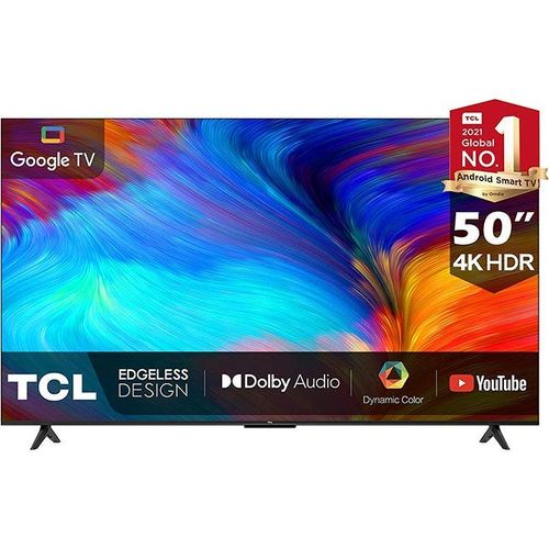 Tcl 50 Inch 4K UHD Smart Google TV With Built-in Chromecast And Google Assistance, Hands-free Voice Control, Dolby Audio, HDR10 Micro Dimming technology, Edgeless Design 50P635 Black