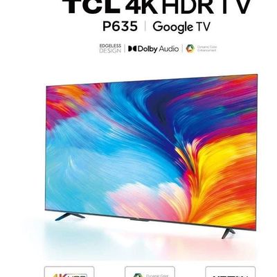 Tcl 55 Inch 4K UHD Smart TV, Google TV with Built-in Chromecast & Google Assistance, Hands-Free Voice Control, Dolby Audio, HDR10 & Micro Dimming Technology, Edgeless Design, 55P635 Black