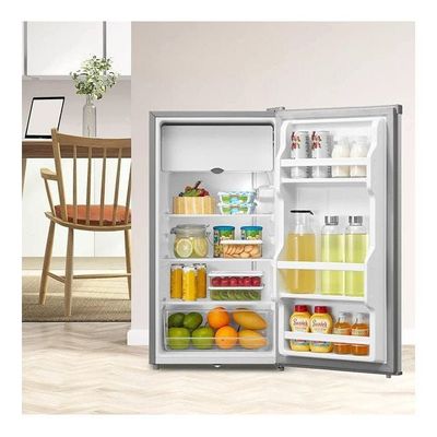 Midea Single Door Refrigerator With Separate Chiller Compartment 2L Bottle Holder Adjustable Legs 5 Year Compressor Warranty Mini Fridge For Kitchen Bedroom Office & Mini Bar MDRD133FGE Titanium