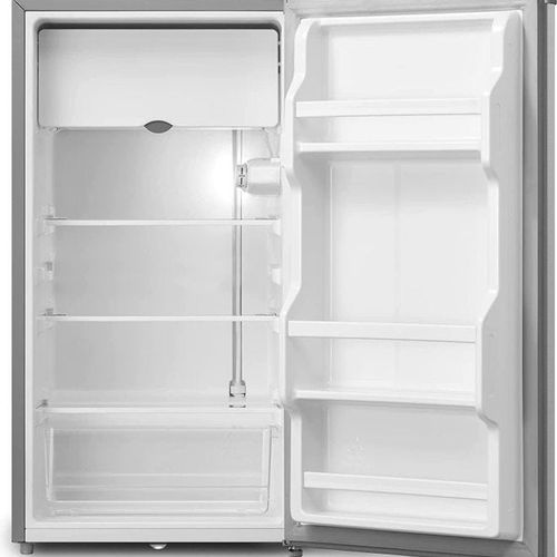 Midea Single Door Refrigerator With Separate Chiller Compartment 2L Bottle Holder Adjustable Legs 5 Year Compressor Warranty Mini Fridge For Kitchen Bedroom Office & Mini Bar MDRD133FGE Titanium