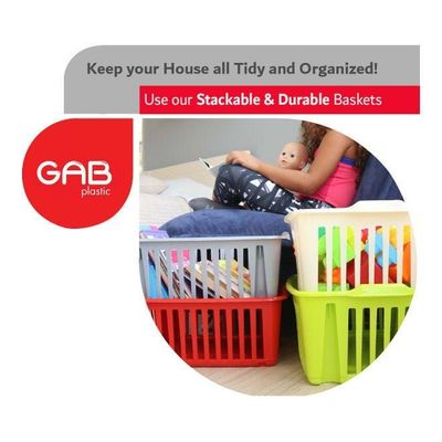 3-Piece Multipurpose Stackable Baskets Red 39 x 19 x 22cm