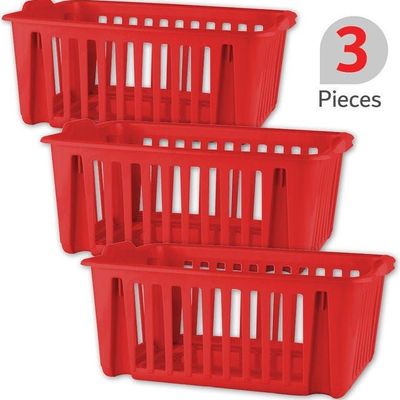 3-Piece Multipurpose Stackable Baskets Red 39 x 19 x 22cm