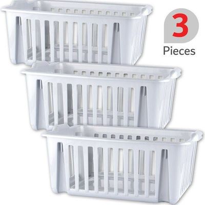 3-Piece Multipurpose Plastic Baskets White 39 x 19 x 22cm
